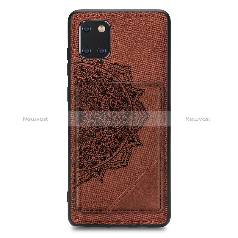 Ultra-thin Silicone Gel Soft Case Cover with Magnetic S03D for Samsung Galaxy A81 Brown