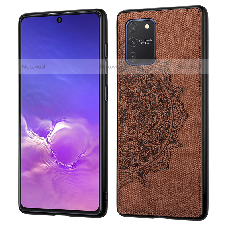 Ultra-thin Silicone Gel Soft Case Cover with Magnetic S03D for Samsung Galaxy A91 Brown