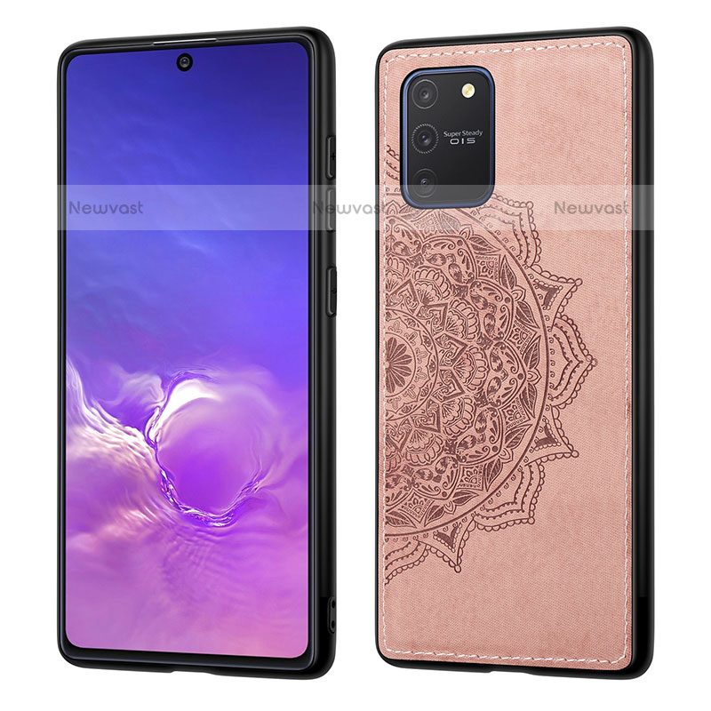 Ultra-thin Silicone Gel Soft Case Cover with Magnetic S03D for Samsung Galaxy A91 Rose Gold