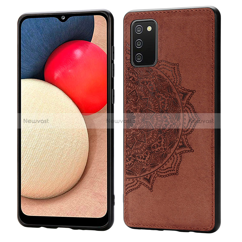 Ultra-thin Silicone Gel Soft Case Cover with Magnetic S03D for Samsung Galaxy F02S SM-E025F Brown