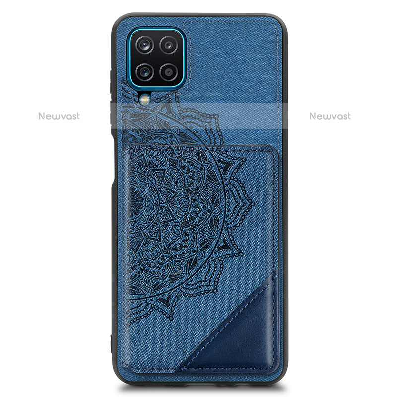 Ultra-thin Silicone Gel Soft Case Cover with Magnetic S03D for Samsung Galaxy F12 Blue