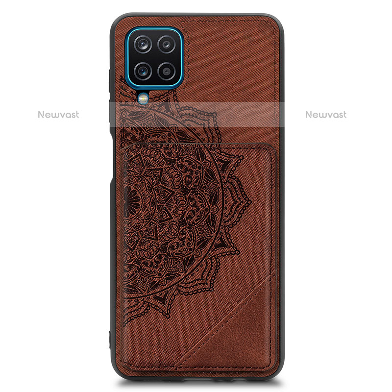 Ultra-thin Silicone Gel Soft Case Cover with Magnetic S03D for Samsung Galaxy F12 Brown