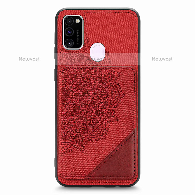 Ultra-thin Silicone Gel Soft Case Cover with Magnetic S03D for Samsung Galaxy M21 Red