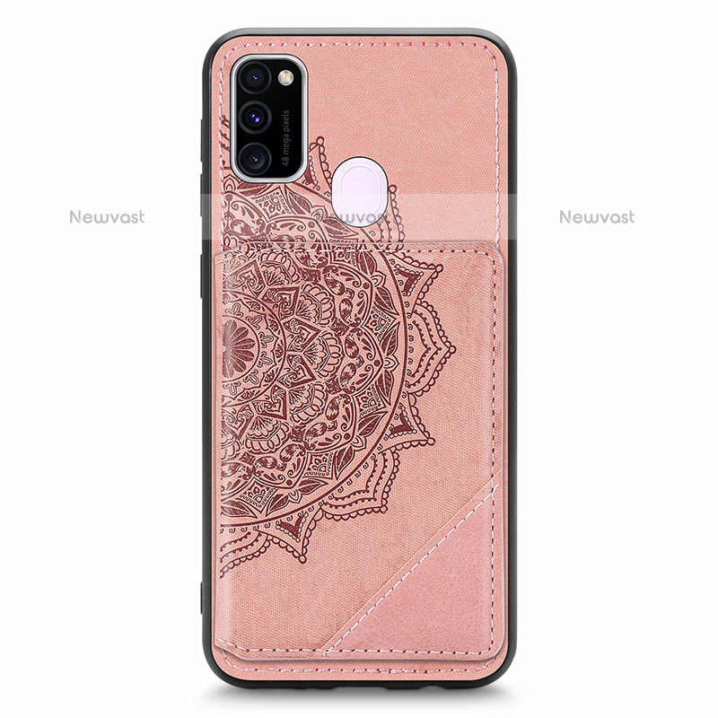 Ultra-thin Silicone Gel Soft Case Cover with Magnetic S03D for Samsung Galaxy M21 Rose Gold