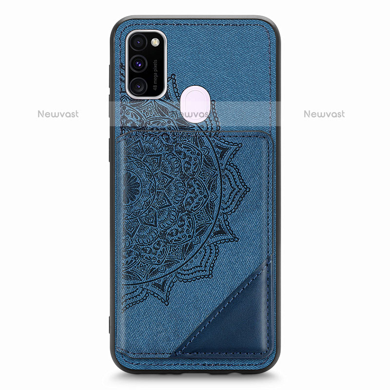 Ultra-thin Silicone Gel Soft Case Cover with Magnetic S03D for Samsung Galaxy M30s Blue