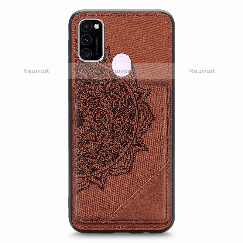 Ultra-thin Silicone Gel Soft Case Cover with Magnetic S03D for Samsung Galaxy M30s Brown