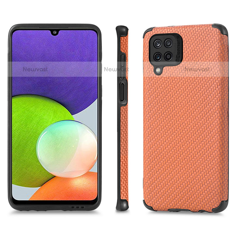 Ultra-thin Silicone Gel Soft Case Cover with Magnetic S03D for Samsung Galaxy M32 4G Brown