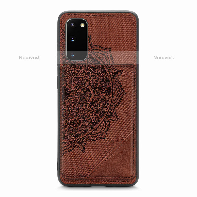 Ultra-thin Silicone Gel Soft Case Cover with Magnetic S03D for Samsung Galaxy S20 5G Brown