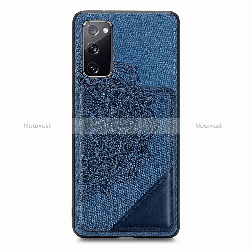 Ultra-thin Silicone Gel Soft Case Cover with Magnetic S03D for Samsung Galaxy S20 FE (2022) 5G Blue