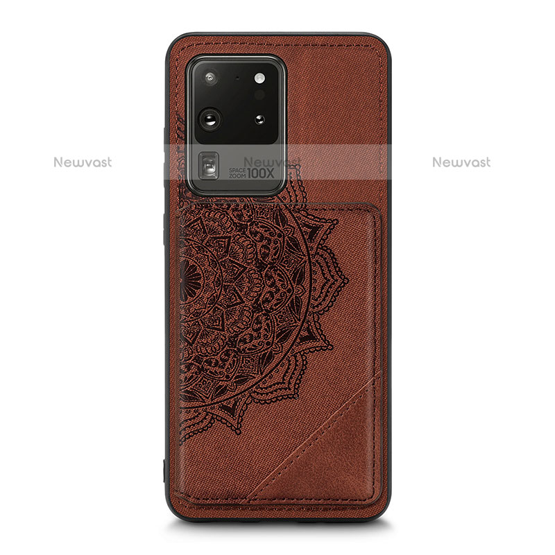 Ultra-thin Silicone Gel Soft Case Cover with Magnetic S03D for Samsung Galaxy S20 Ultra 5G Brown