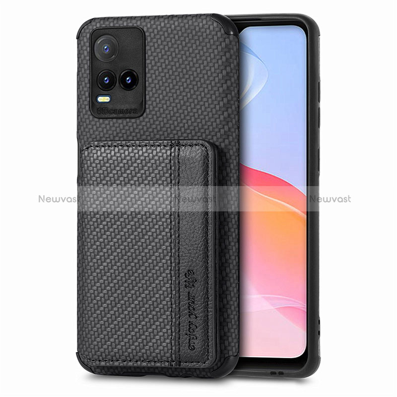 Ultra-thin Silicone Gel Soft Case Cover with Magnetic S03D for Vivo Y21 Black