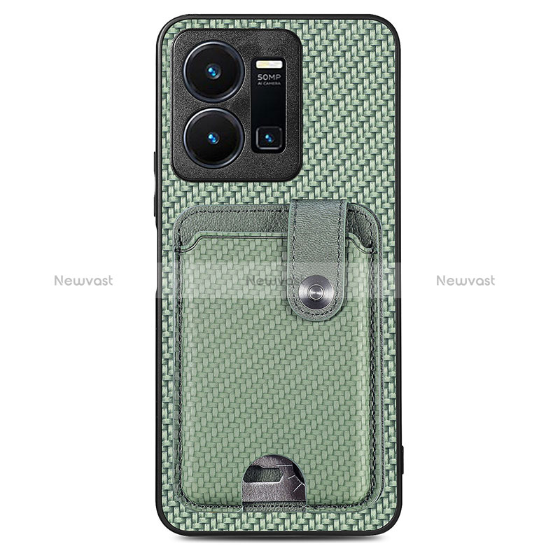 Ultra-thin Silicone Gel Soft Case Cover with Magnetic S03D for Vivo Y35 4G Green