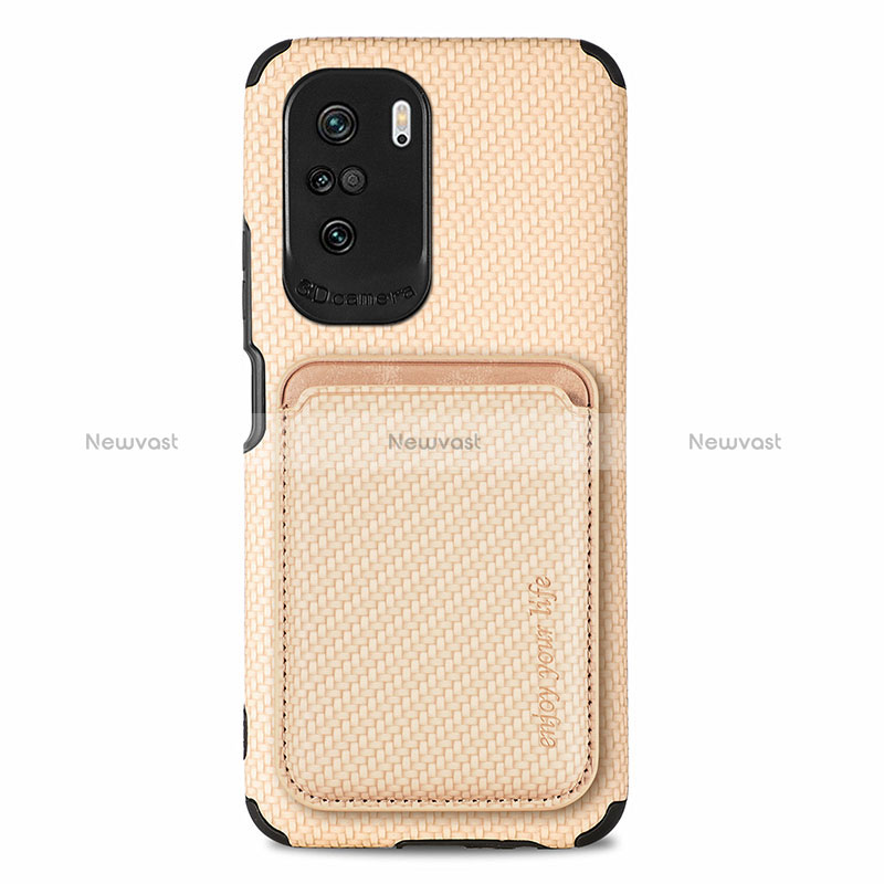 Ultra-thin Silicone Gel Soft Case Cover with Magnetic S03D for Xiaomi Poco F3 5G Gold