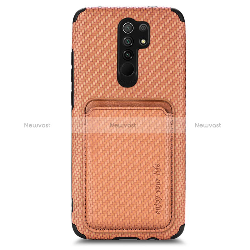 Ultra-thin Silicone Gel Soft Case Cover with Magnetic S03D for Xiaomi Poco M2 Brown