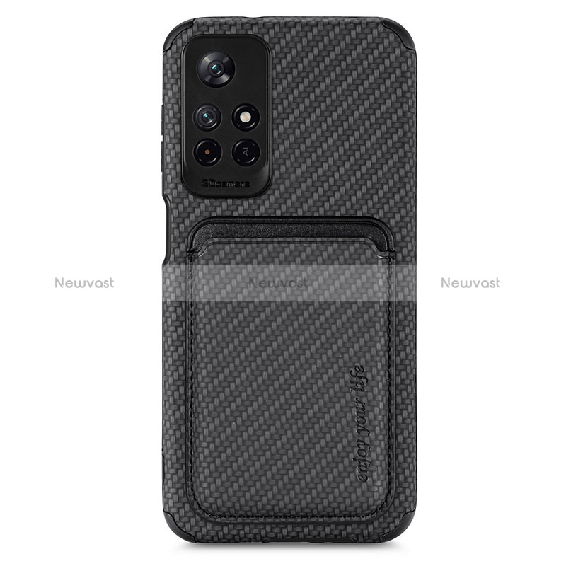 Ultra-thin Silicone Gel Soft Case Cover with Magnetic S03D for Xiaomi Poco M4 Pro 5G Black