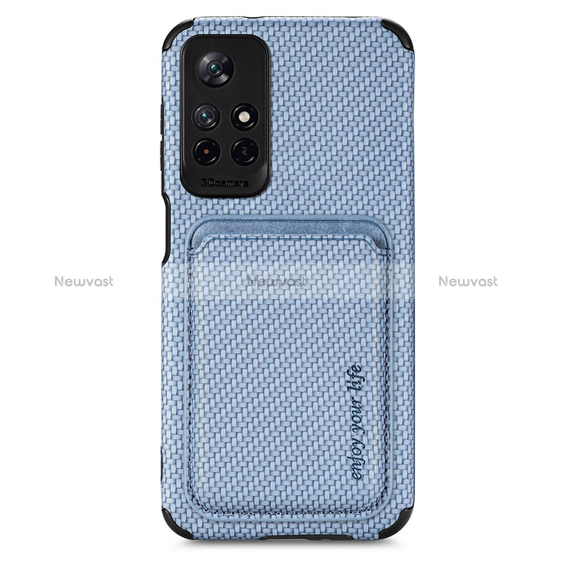 Ultra-thin Silicone Gel Soft Case Cover with Magnetic S03D for Xiaomi Poco M4 Pro 5G Blue