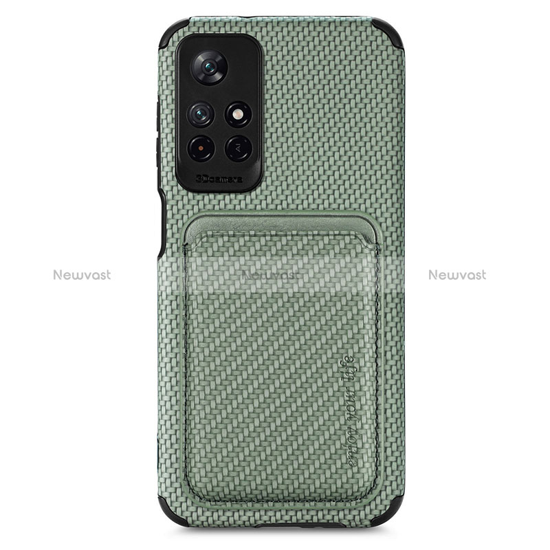 Ultra-thin Silicone Gel Soft Case Cover with Magnetic S03D for Xiaomi Poco M4 Pro 5G Green