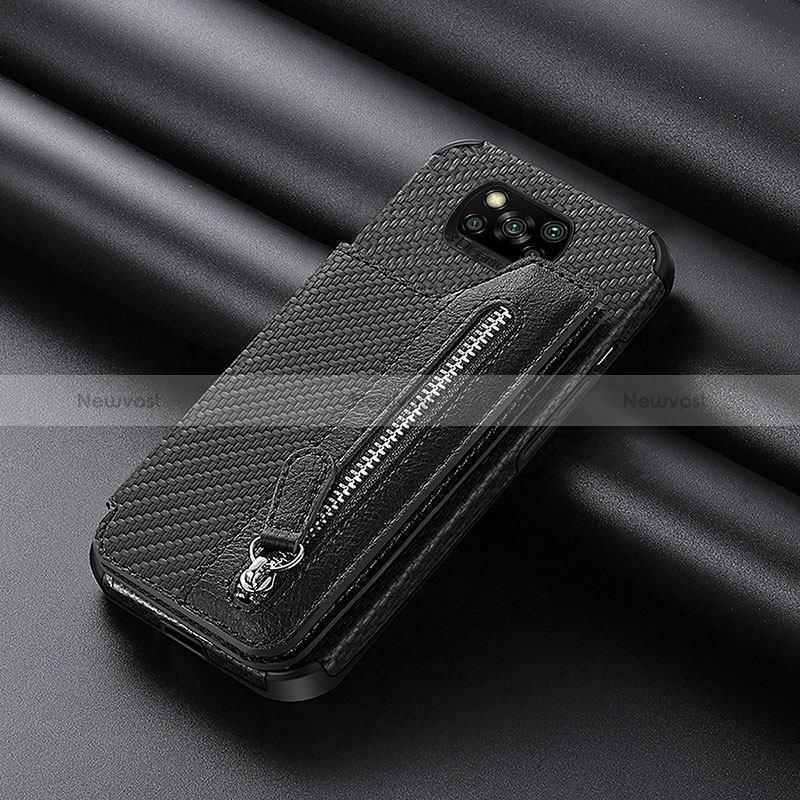 Ultra-thin Silicone Gel Soft Case Cover with Magnetic S03D for Xiaomi Poco X3 Black