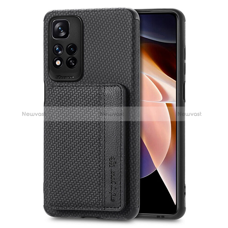 Ultra-thin Silicone Gel Soft Case Cover with Magnetic S03D for Xiaomi Poco X4 NFC Black