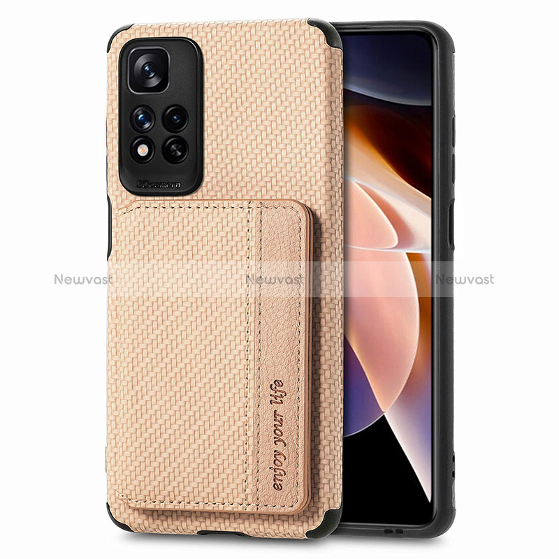 Ultra-thin Silicone Gel Soft Case Cover with Magnetic S03D for Xiaomi Poco X4 NFC Gold