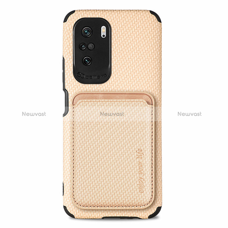 Ultra-thin Silicone Gel Soft Case Cover with Magnetic S03D for Xiaomi Redmi K40 Pro 5G Gold