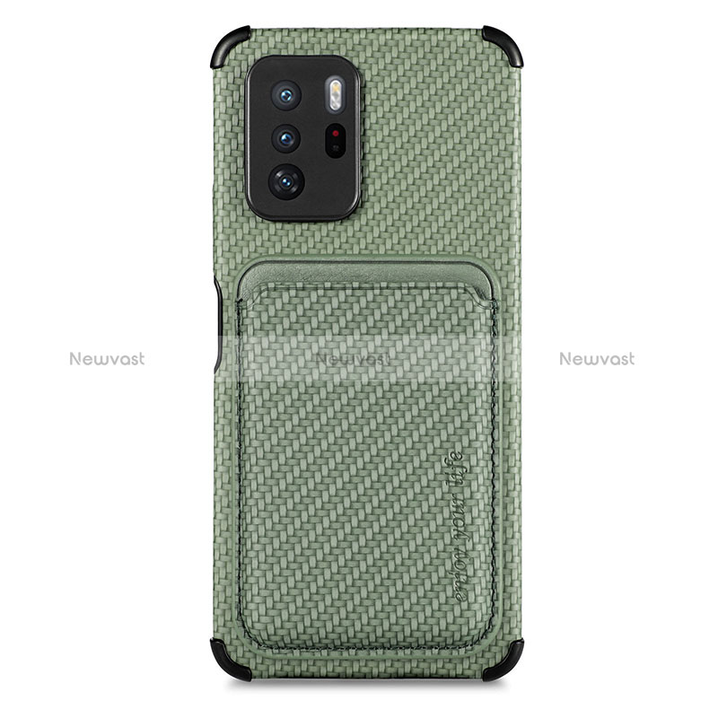 Ultra-thin Silicone Gel Soft Case Cover with Magnetic S03D for Xiaomi Redmi Note 10 Pro 5G Green