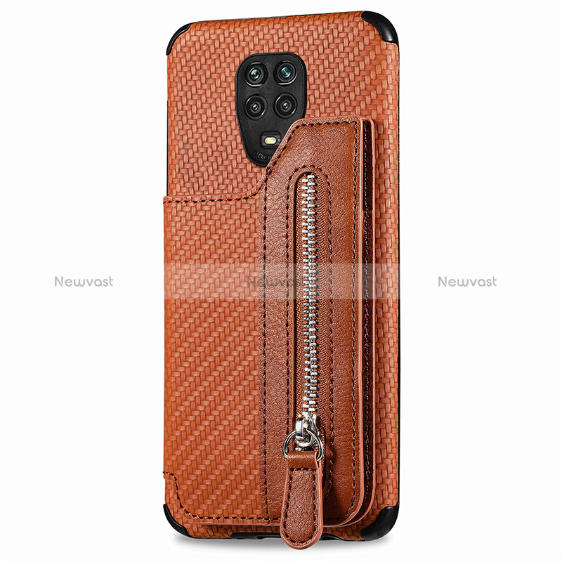 Ultra-thin Silicone Gel Soft Case Cover with Magnetic S03D for Xiaomi Redmi Note 9S Brown