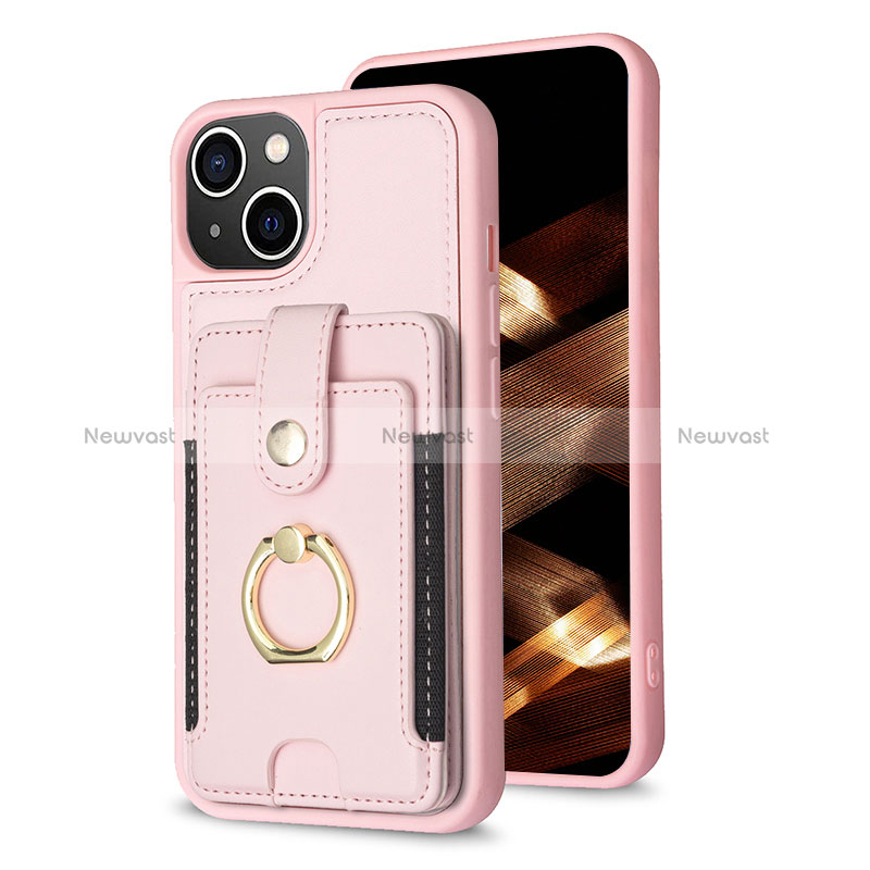 Ultra-thin Silicone Gel Soft Case Cover with Magnetic S04D for Apple iPhone 14 Plus Rose Gold