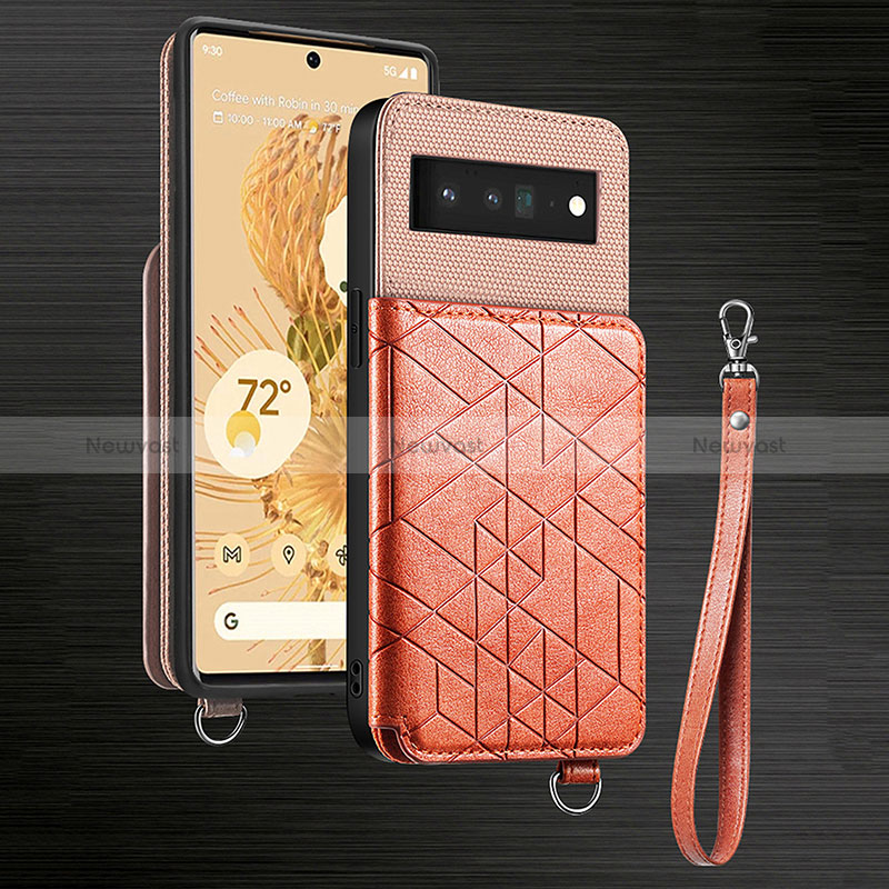 Ultra-thin Silicone Gel Soft Case Cover with Magnetic S04D for Google Pixel 6 5G Rose Gold