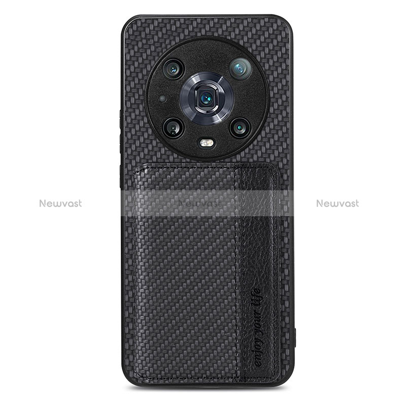 Ultra-thin Silicone Gel Soft Case Cover with Magnetic S04D for Huawei Honor 80 5G Black