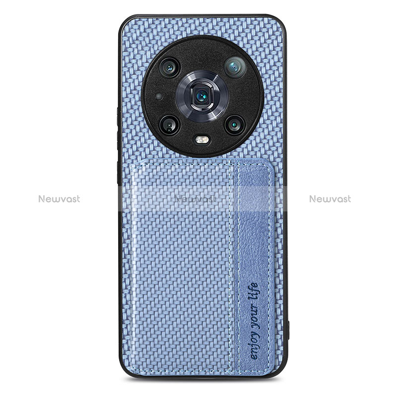 Ultra-thin Silicone Gel Soft Case Cover with Magnetic S04D for Huawei Honor 80 5G Blue