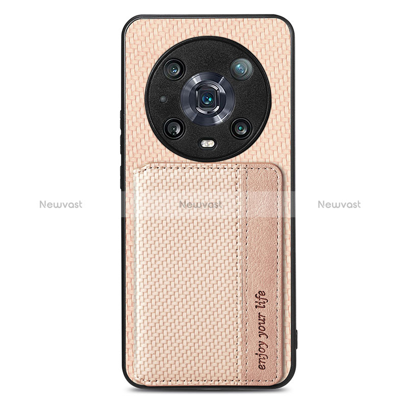 Ultra-thin Silicone Gel Soft Case Cover with Magnetic S04D for Huawei Honor 80 5G Gold