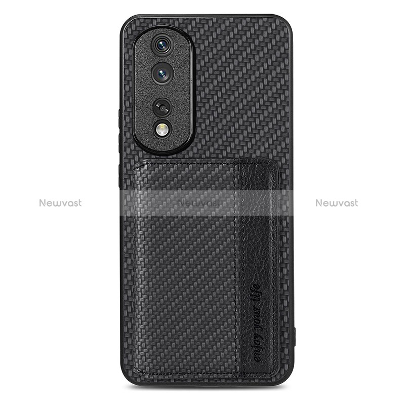 Ultra-thin Silicone Gel Soft Case Cover with Magnetic S04D for Huawei Honor 80 Pro 5G Black