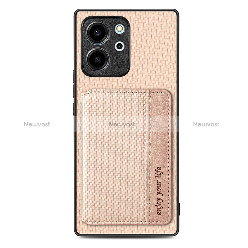 Ultra-thin Silicone Gel Soft Case Cover with Magnetic S04D for Huawei Honor 80 SE 5G Gold