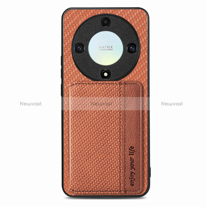 Ultra-thin Silicone Gel Soft Case Cover with Magnetic S04D for Huawei Honor X9a 5G Brown