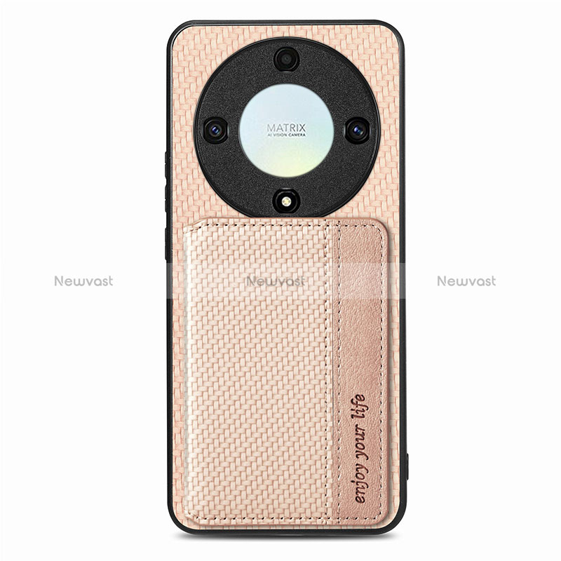 Ultra-thin Silicone Gel Soft Case Cover with Magnetic S04D for Huawei Honor X9a 5G Gold