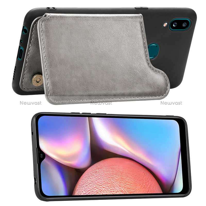 Ultra-thin Silicone Gel Soft Case Cover with Magnetic S04D for Samsung Galaxy A10s Gray