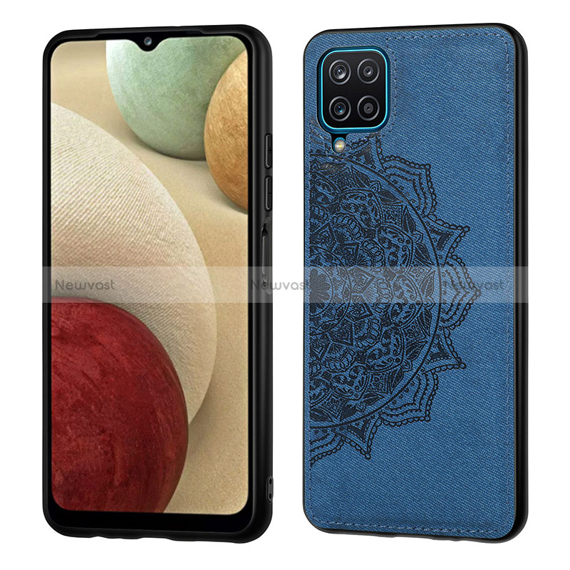 Ultra-thin Silicone Gel Soft Case Cover with Magnetic S04D for Samsung Galaxy A12 5G Blue