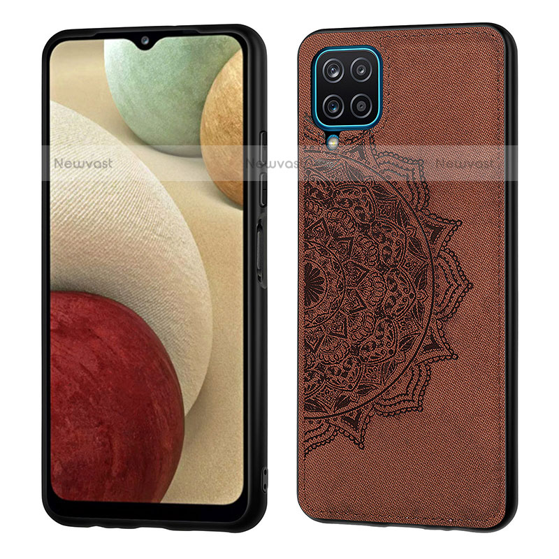 Ultra-thin Silicone Gel Soft Case Cover with Magnetic S04D for Samsung Galaxy A12 Brown