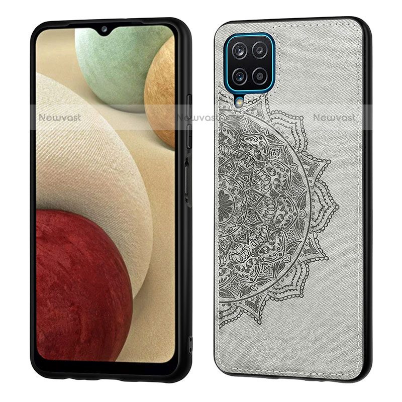 Ultra-thin Silicone Gel Soft Case Cover with Magnetic S04D for Samsung Galaxy A12 Gray