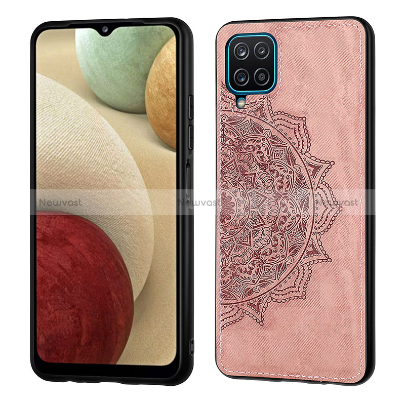Ultra-thin Silicone Gel Soft Case Cover with Magnetic S04D for Samsung Galaxy A12 Nacho Rose Gold