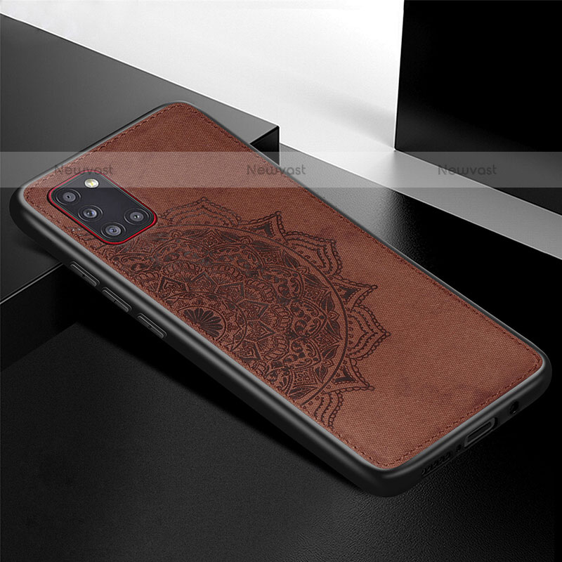 Ultra-thin Silicone Gel Soft Case Cover with Magnetic S04D for Samsung Galaxy A31 Brown
