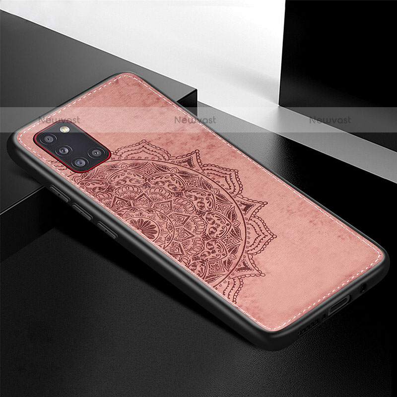 Ultra-thin Silicone Gel Soft Case Cover with Magnetic S04D for Samsung Galaxy A31 Rose Gold