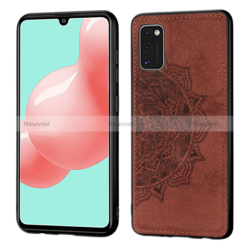 Ultra-thin Silicone Gel Soft Case Cover with Magnetic S04D for Samsung Galaxy A41 Brown