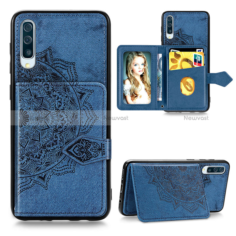 Ultra-thin Silicone Gel Soft Case Cover with Magnetic S04D for Samsung Galaxy A50S Blue