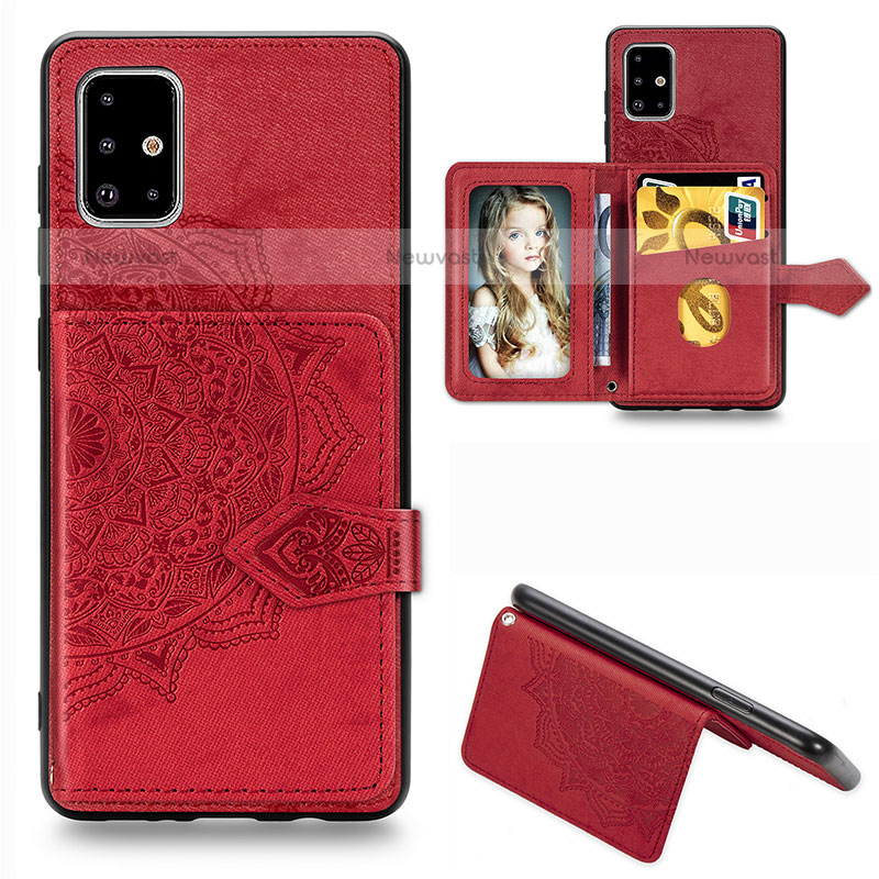 Ultra-thin Silicone Gel Soft Case Cover with Magnetic S04D for Samsung Galaxy A51 4G Red