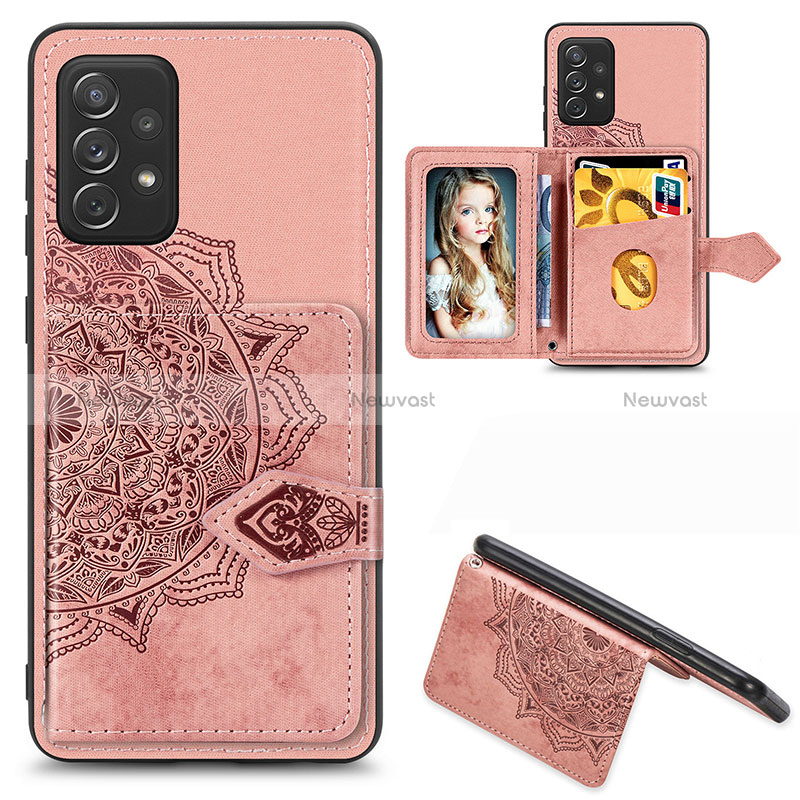 Ultra-thin Silicone Gel Soft Case Cover with Magnetic S04D for Samsung Galaxy A52s 5G Rose Gold