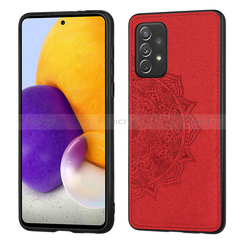 Ultra-thin Silicone Gel Soft Case Cover with Magnetic S04D for Samsung Galaxy A72 4G Red