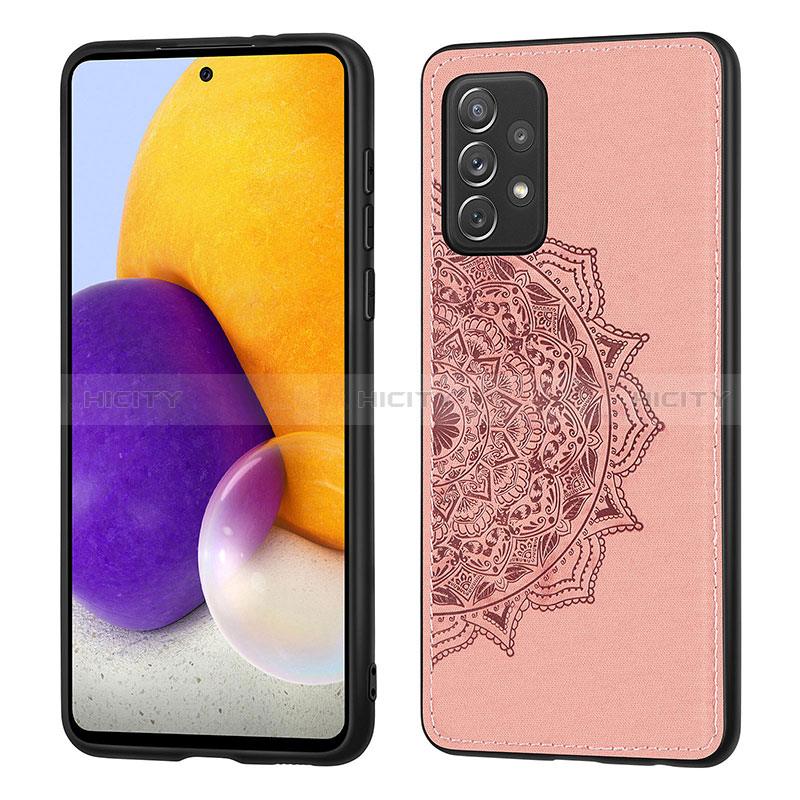 Ultra-thin Silicone Gel Soft Case Cover with Magnetic S04D for Samsung Galaxy A72 4G Rose Gold