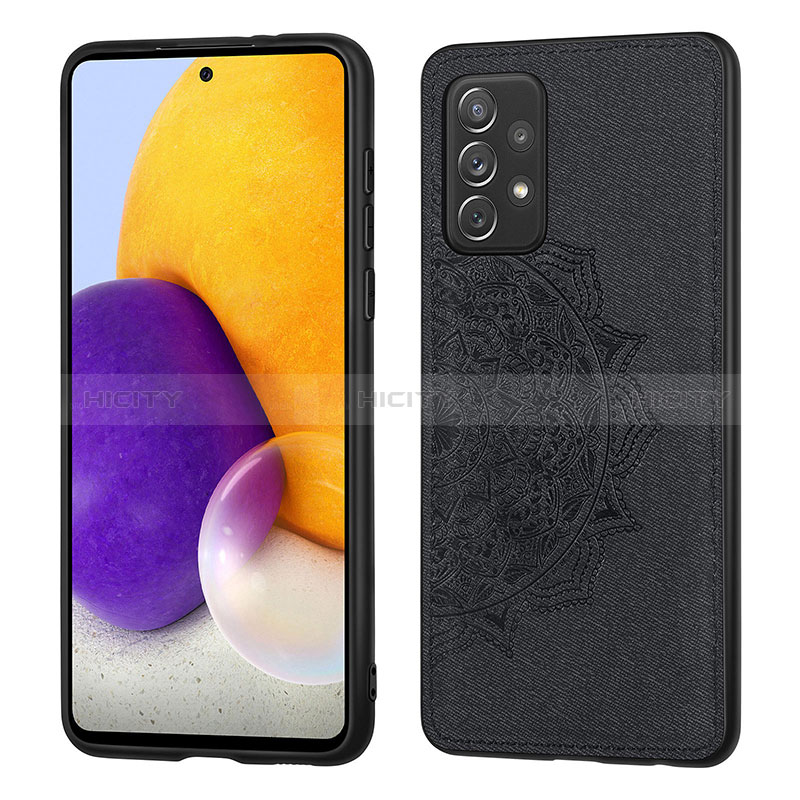 Ultra-thin Silicone Gel Soft Case Cover with Magnetic S04D for Samsung Galaxy A72 5G Black